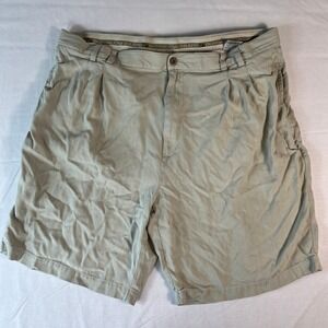 Bungalow Brand Shorts Mens 40 Tan Excellent 100% Silk Pleated Herringbone Luxury